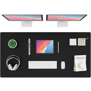 K KNODEL Large Office Leather Desk Mat, Mouse and Keyboard Pad, Computer and Laptop Mat, Desktop Protector and Cover, Writing Pad and Blotter (47.2"x23.6", Black)