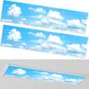 2 Pcs 1 x 4 Feet Fluorescent Covers for Ceiling Lights Magnetic Ceiling Light Cover with 8 Magnets for School Classroom Home Office Drop Lamp Decor (Cloud)