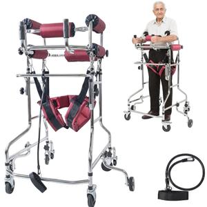 Standing Walking Aid for Seniors, Adult Walker Hemiplegia Rehabilitation Standing Frame, Lower Limb Training, Adjustable Height, Patient Upright Walker for The Disabled, 8 wheels