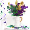 6 Pcs Mardi Gras Decorations Tables Centerpieces Purple Gold Green Picks and Sprays 15.8 Inch Artificial Feather Ornaments for Carnival Tree Topper Vase Home Decor DIY Crafts