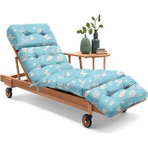 Outdoor Chaise Lounge Chair Cushion 75.1 x 22.8 x 4.7 Inches 100% Waterproof Replacement Cotton Patio Pool Lounge Chair Cushion for Outdoor Furniture with Ties, Blue Butterfly