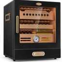 COOL KNIGHT Cigar Humidor Cabinet, Cigar Cabinet Humidor with Spanish Cedar Wood Drawer, Precision Hygrometer, 2 Humidifiers and Cigar Accessories Drawer, Christmas for Cigar Lovers