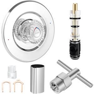 Shower Trim Kit, Compatible with Moen T470 Chateau Shower Trim Kit for 1225 Trim Kit, With 1225 Replacement Cartridge, 104421 Removal Tool, Escutcheon, Shower handle, Tubes and Screws, Chorme