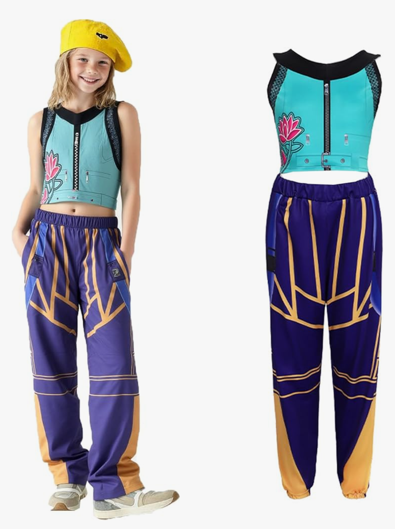 Girls Demon Hunter Pop Singer Rumi Mira Zoey Costume for Girls Halloween Party Cosplay Dance Stage Outfit Set Size 130