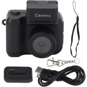 Digital Camera, 1080P LCD Colorful Display Mini Keychain Camera Supports up to 512GB Card with LED Flash Light and Continuity Dock