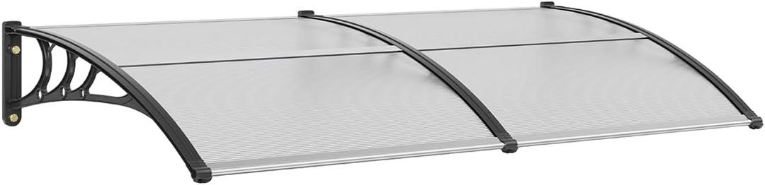 VEVOR Window Door Awning Canopy 78" x38", UPF 50+ Polycarbonate Entry Door Outdoor Window Awning Exterior, Front Door Overhang Awning for Sun Shutter, UV, Rain, or Snow Protection, Transparent (Clear Board & Black Bracket)