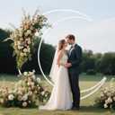 Moon Shape Wedding Metal Arch Backdrop White Flower Balloon Arbors Stand for Wedding Birthday Party, Graduation Decorations and Baby Shower