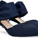 Coutgo Womens Low Kitten Heel Dress Shoes Pointed Toe Slip on Ankle Strap Cutout Elegant Party Wedding Pumps, Size 9.5
