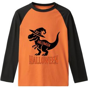 Halloween Shirts for Kids Boys Girls Toddler Halloween Shirt Pumpkin Shirts Ghost Clothes Long Sleeve Cotton Tee 2T-8Y (Orange)