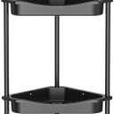 HuggieGems 4 Tier Floor Standing Corner Shower Caddy Organizer Shelf with Hooks, Bathroom Shelves Stand Rack, Jet Black