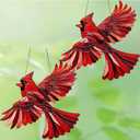 2Pcs Cardinal Christmas Ornaments, Sympathy Cardinal Gift for Loss of Loved One, Bereavement Gift for Women Men, Memorial Ornaments for Christmas Decorations (Pack of 2, Red)