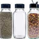 JARMING COLLECTIONS Glass Spice Jars with Shaker Lids - Spice Jars 16 oz for Food Storage, Spice Containers for Kitchen Organization and Storage, Bottles for Spices (Black - 16 Ounce 3 pack)