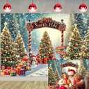 Christmas North Pole Backdrop Winter Forest Snowy Xmas Tree Photography Background Christmas Party Decorations Family Holiday Photo Props (7X5FT)