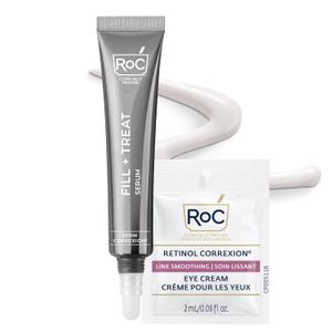 RoC Derm Correxion Fill + Treat Advanced Retinol Serum, Wrinkle Filler Treatment with Hyaluronic Acid for Crow's Feet, 11 Wrinkles, & Laugh Lines, (.5 fl oz) with Retinol Packette 