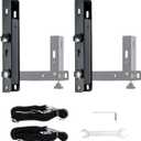Side Mount Trailer Ladder Rack, Foldable Heavy Duty Steel Rack with Strap, 300LB Capacity for Open/Enclosed Cargo Trailer & Truck Walls, Garage & Shed Walls (2-PCS Black)