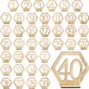 Blulu 40 Pieces Wooden Wedding Table Numbers Hexagon Shape 1-40 Rustic Hollow Wood Table Numbers with Holder Base Standing for Wedding Event Party Catering Decoration