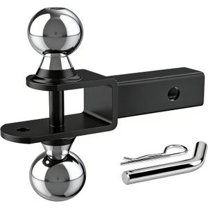 Upgraded 4-in-1 ATV/UTV Trailer Hitch with 2-Inch Receiver Tube, Multi-Purpose Tow Adapter, 1-7/8-Inch & 2-Inch Dual Ball Mount, Includes Pin & Clip, MAX 6,000 LB GTW, Matte Black