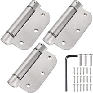 3.5'' Self-Closing Door Hinges 3.5 Inch x 3.5 Inch Spring Hinges Stainless Steel Adjustable Door Hinges Auto Closing with 5/8" Radius Corners (3.5'' 3pack, Silver)