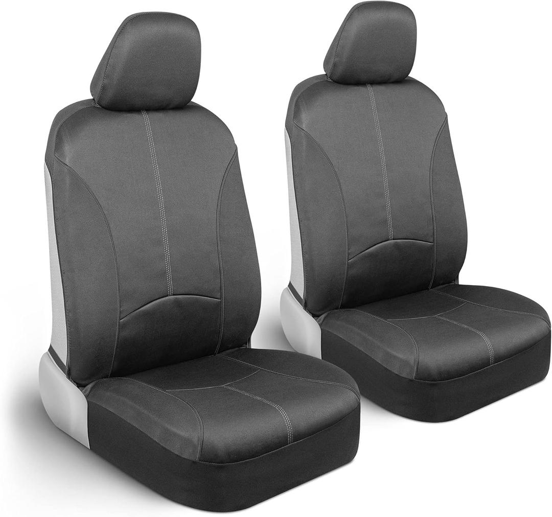 Motor Trend SpillGuard Waterproof Seat Covers for Front Seats, Gray Stitching  Durable Neoprene Car Seat Protectors, Easy to Install, Interior Covers for Auto Truck Van SUV