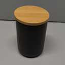 Yangbaga Black Canisters for Kitchen-Kitchen Canisters for Countertop with Airtight Wood Lids/Spoons/Stickers,Ceramic Kitchen Storage Containers for Large Flour,Suger,Coffee（32 OZ