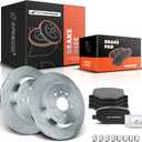 A-Premium 12.99 inch(330mm) Rear Drilled and Slotted Disc Brake Rotors+Ceramic Pads Kit Compatible with Select Ford and Lincoln Models - Edge 2011-2014, Explorer, Flex, MKS, MKT, MKX, Taurus, 6-PC Set