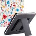 Case for 10.2" Kindle Scribe,Built-in Pen Holder,Flowers on White | PU Leather Protective Cover,with Auto Sleep/Wake,Foldable Stand,Two Hand Straps