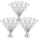 Crowye 3 Pieces Metallic Foil Spray Centerpiece Birthday Table Decoration Star Burst Centerpieces Table Decor for Birthday New Year 2026 Party Holiday(Silver)