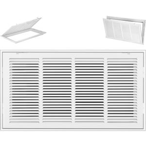 Return Air Filter Grille for 24x12 Duct Opening, Return Air Grill with Removable Door for 1-inch Filters, White Vent Cover Grill, HVAC Cold Air Intake Grille, Outer Dimensions: 26 5/8"W x 14 5/8"H