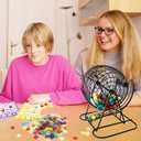 Yuanhe Deluxe Bingo Game Set - Includes 8" Metal Rotar Cage with Big Storage Bag,1000 Colorful Chips,100 Bingo Cards,75 Colored Balls and Masterboard, Great for Large Groups