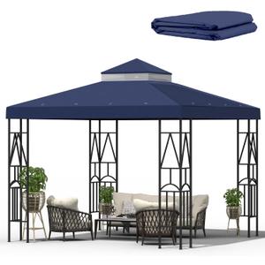 10x10 Canopy Replacement Top Double Tiered Gazebo Cover for Yard, Patio & Garden Durable Sunshade Replacement (Navy Blue)