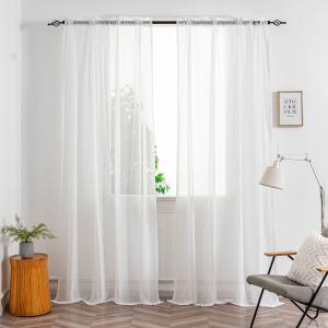 Ivory White Sheer Curtains 96 Inches Long, 2 Panels Set, Light Filtering Rod Pocket Window Drapes, Elegant Semi-Transparent Curtain Panels for Living Room, Bedroom, Each 50" W x 96" L
