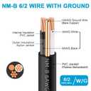 NM-B 6/2 Wire with Ground,75FT 6/2 6 AWG Copper Wire 6 Gauge 2 Conductor Non-Metallic Sheathed 6/2 W/G NMB Cable,Stranded Indoor Residential Electrical Wiring for Branch Circuit Switche&Outlet