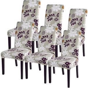 SearchI Dining Room Chair Covers Set of 6, Stretch Printed Floral Parsons Chair Slipcovers Removable Washable Kitchen Chair Protector Cover for Dining Room, Hotel, Ceremony (Flower Pattern8)