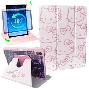 Cute Girly iPad Case with Rotating Stand Compatible with iPad (A16) 11th Generation 11 Inch 2025 & iPad 10th Gen 10.9 Inch 2022, Protective Folio Tablet Cover for Women Girls Teens Kids (Cute Cate)