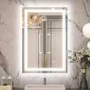 Keonjinn 22" x 32" Lighted Mirrors for Bathroom Wall, Frontlit & Backlit LED Bathroom Mirror, Tempered Glass, 3 Color Lights, Dimmabled, UL-Listed LED Driver, Anti-Fog, Smart Bathroom Vanity Mirror