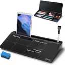 SELEAD Desktop Glass Whiteboard Weekly Planner Calendar with Organizer, Markers, Eraser, Holder - Small Dry Erase White Board TODO List Memo for Home, School, Office Desk Accessories - Black