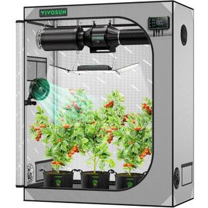 VIVOSUN G425 48"x24"x60" Grow Tent, 4x2 FT Advanced Gray Grow Tent with 19mm Poles, Observation Window and Floor Tray for Hydroponic Plants for VS2000
