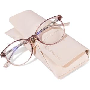 TR90 Reading Glasses for Women, Fashion Round Blue Light Blocking Computer Readers