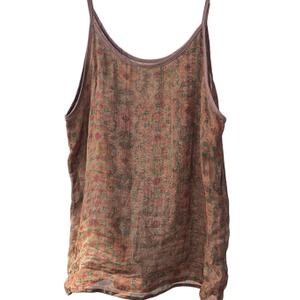 Womens Ramie Camisole Cami Floral Printed Strappy Slip Tops T-Shirt Blouse Tank Shirt M