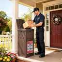 YITAHOME Package Delivery Box with Lift-Out Bag, 31 Gallon Waterproof Parcel Drop Box with Sign, Resin Porch Package Container for Curbside& Outdoor Use, Dark Brown