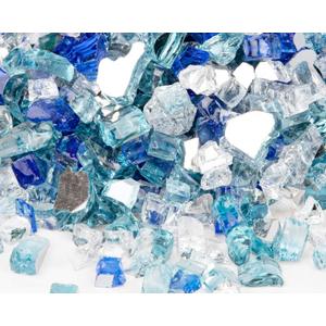 GASPRO 10 lbs Fire Glass for Propane Fire Pit, 1/2-Inch Reflective Fireplace Glass Rocks for Fire Pit Table, Blend of Cobalt Blue, Caribbean Blue and Platinum