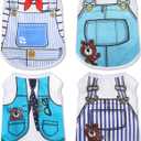 4 Pack Mesh Dog Shirts for Small Dogs: Stretchy Dog Clothes with Cute Patterns, Size XXS-XL Fit for 2-16lb Dogs Pet T-Shirts, Girl & Boy Puppy Clothes for Spring Summer (Blue Set, Small)