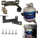 RV Propane Tank Cylinder Rack and Trailers Secure Exchange Propane Cylinder Mount for Campers, Trailers & Outdoor Use (Fits Standard 20-30lb Tanks) (Black with Bottom Bracket)