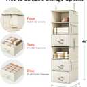 Vailando 6-Shelf Hanging Closet Organizer with 3 Drawers, 2 Separable 3-Shelf Closet Organizers and Storage for Wardrobe Organization, Hanging Dresser for Nursury & Dorm Clothes Organizer, Beige