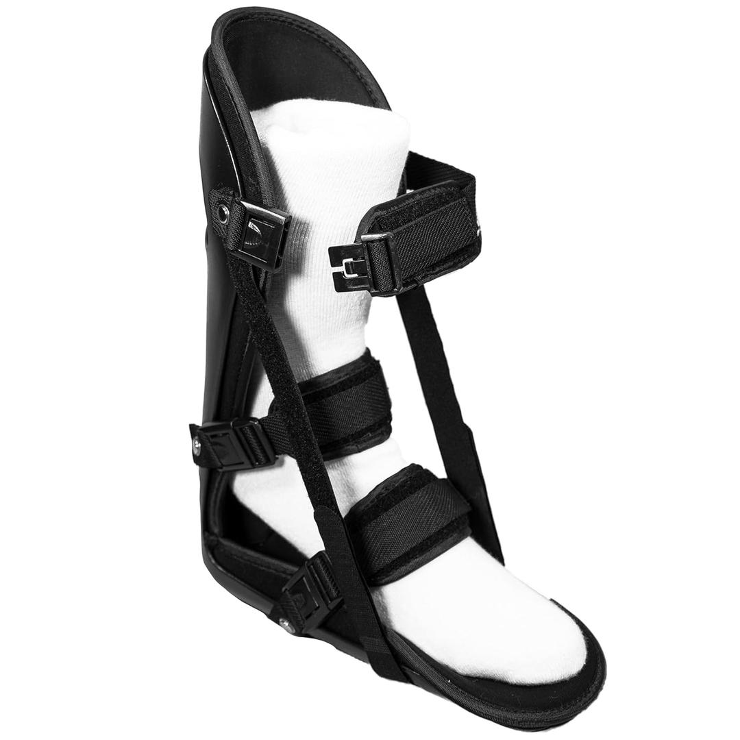 Brace On Adjustable Night Splint - Plantar Fasciitis, Achilles Tendon, Heel Spur, and Foot Pain Relief Stretching Boot for Men and Women, Medium, Black