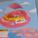 Baby Pool Float with Canopy, Inflatable Baby Swim Float with UPF50+ Sun Protection, Toddler Infant Pool Float with Toy Play Console Adjustable Safety Seat for Kids Girls Boys Aged 6-36 Months (Pink)