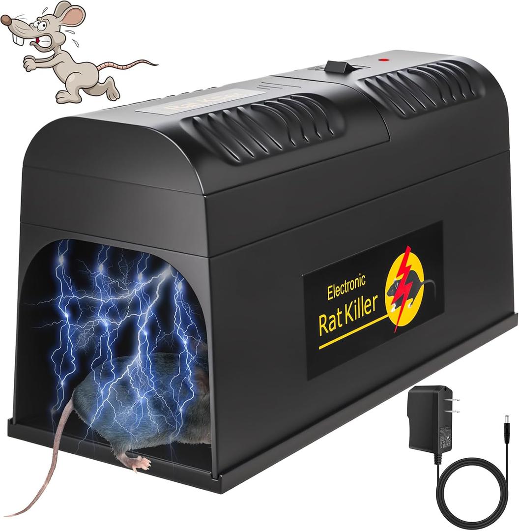 2025 Electric Mouse Trap Zapper Powerful Rat Traps Indoor for Homes with Anti-Escape Door, Effective & Reusable Humane Rodent Zapper Electric Shock Killer for Bedroom,Home,Garage