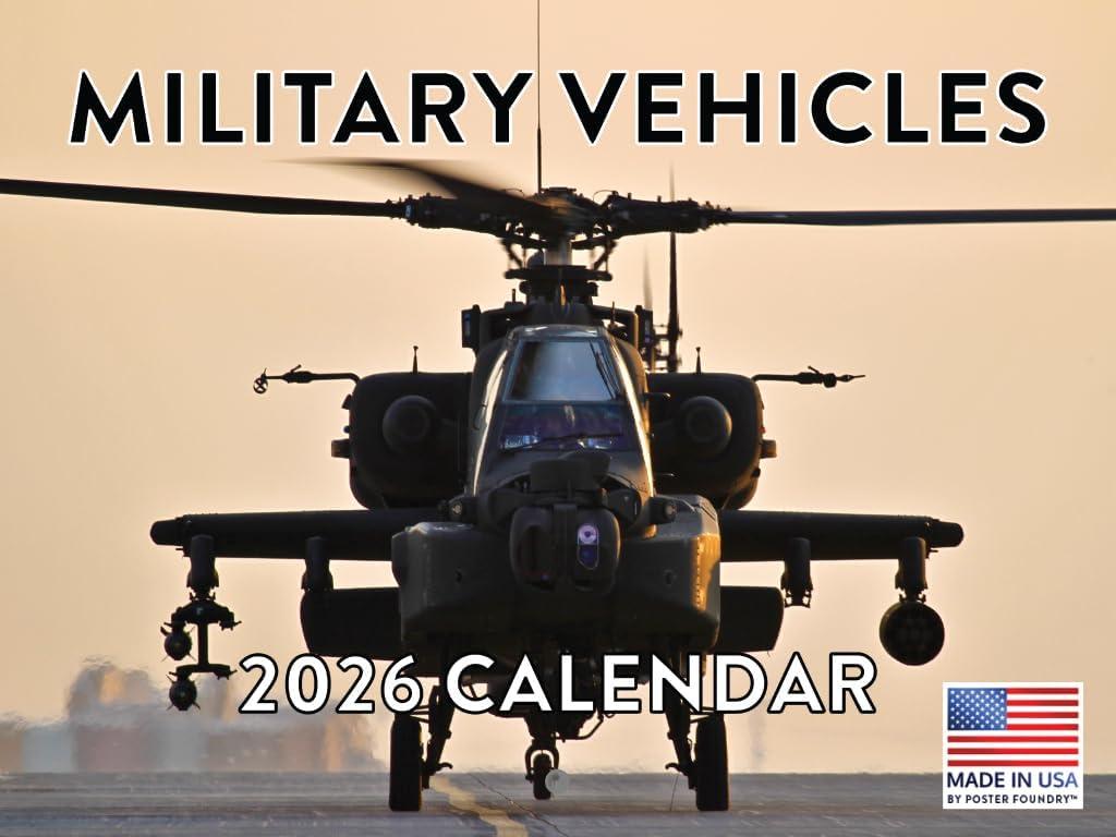 Military Calendar 2026 Navy Marine Army Vehicles Monthly Wall Calender 12 Month | American Made In The USA