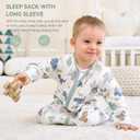 Baby Sleep Sack 0-6 Months, Long Sleeve Baby Wearable Blanket 0.5 Tog with Mittens, 2-Way Zipper Newborn Cotton Sleeping Sack for Boy and Girl Green Dinosaur 2 Pack, Small
