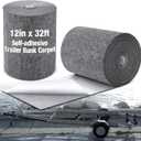 Soulchen 12in x 32ft Grey Boat Trailer Bunk Carpet with Adhesive, Marine Outdoor Polyester Marine Bunk Carpet for Boats Trailers and Ramps